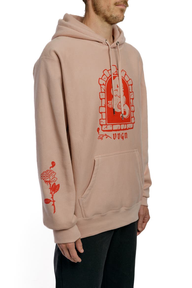 Dead Flowers Heavyweight Hoodie, Alternate, color, Dusty Pink