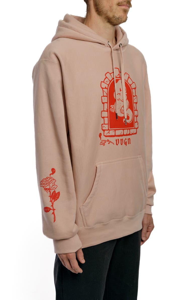 Vardagen Dead Flowers Heavyweight Hoodie, Alternate, color, Dusty Pink