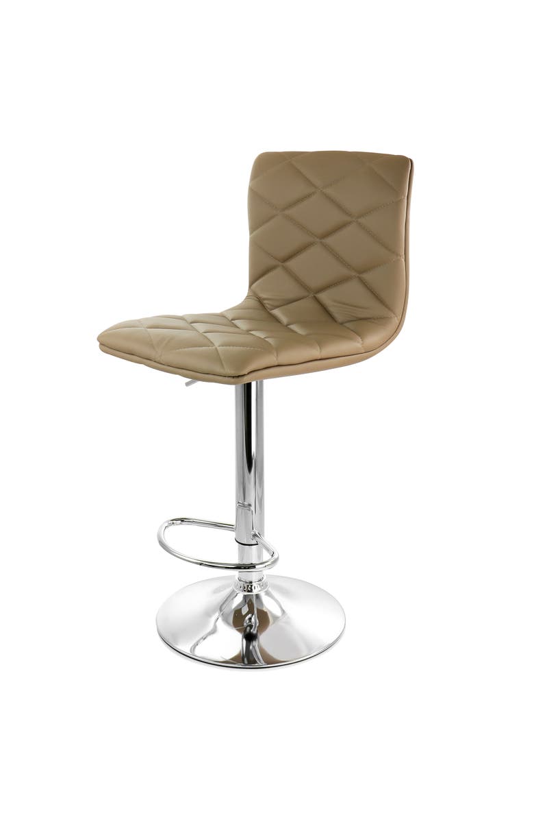 Elama 2 Piece Adjustable Diamond Tufted Faux Leather Bar Stool, Alternate, color, Camel