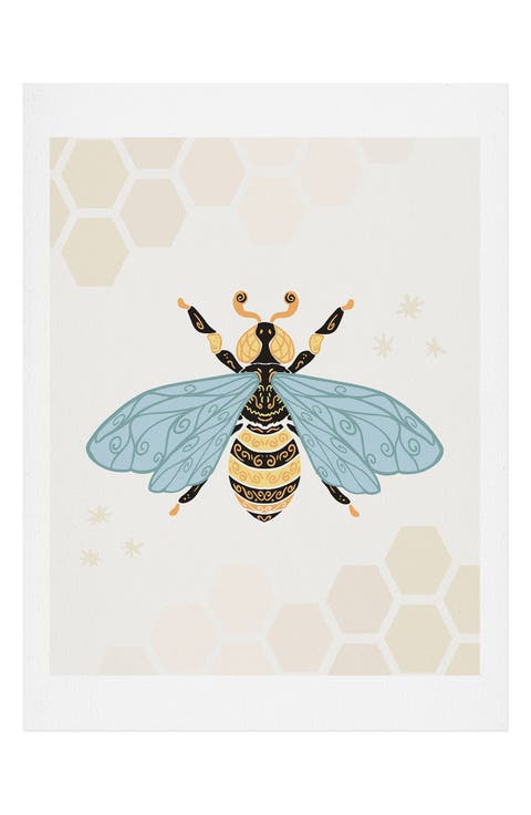 Avenie Bee and Honey Comb Art Poster