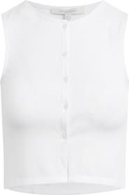 Favorite Daughter The Dalia Rib Button Front Crop Top