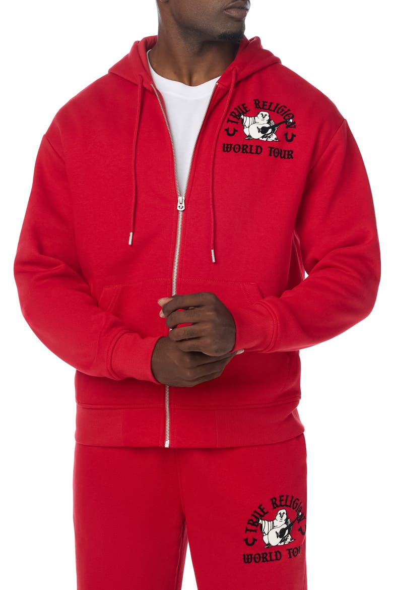 Buddha Logo Full Zip Hoodie, Main, color, TRV RED
