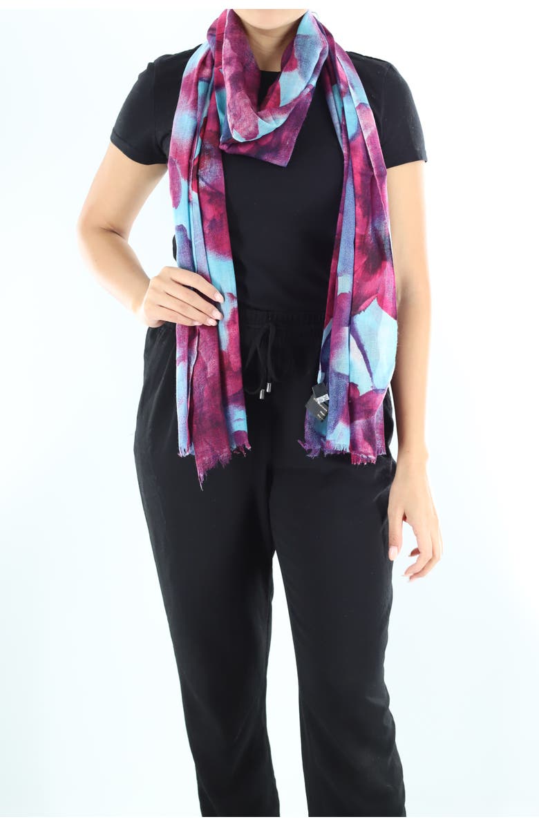 La Fiorentina Watercolor Print Scarf, Alternate, color, Turquoise