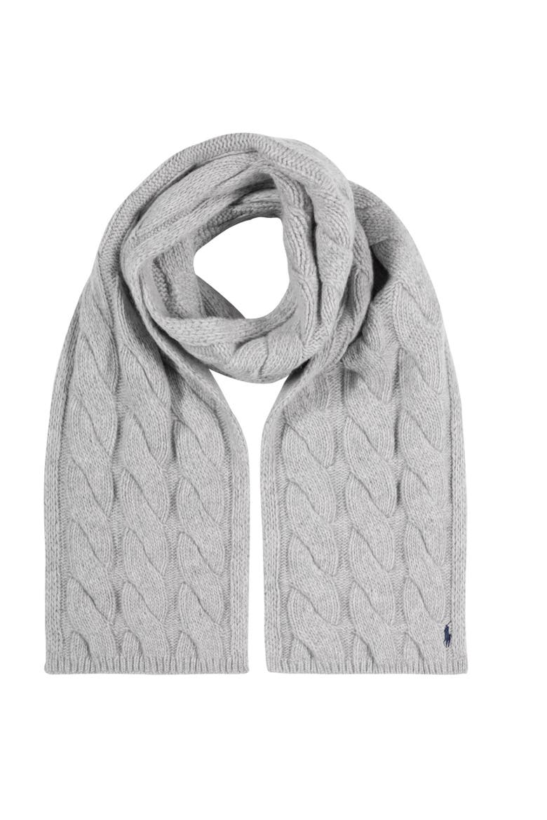 Chunky Cable Scarf, Alternate, color, Grey Heather