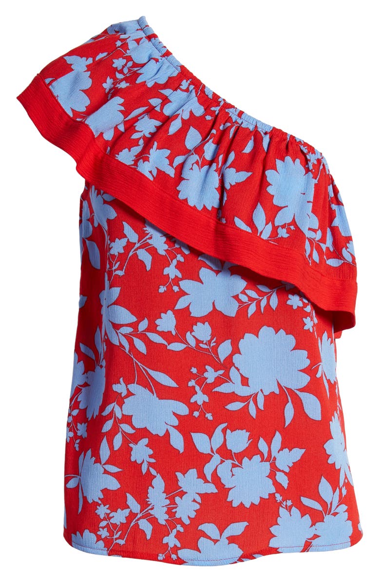 GIBSONLOOK Gibson x Hi Sugarplum! Ibiza One-Shoulder Ruffle Top, Alternate, color,