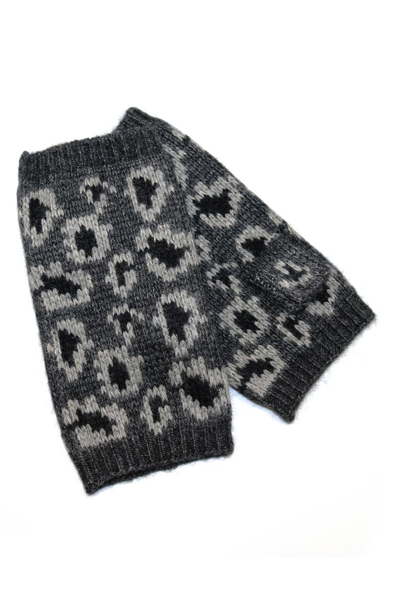 Portolano Fingerless Gloves, Main, color, Heather Charcoal/ Light Grey