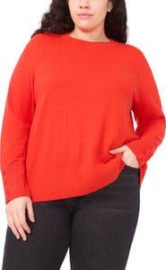 Halogen® Button Cuff Cotton Blend Sweater