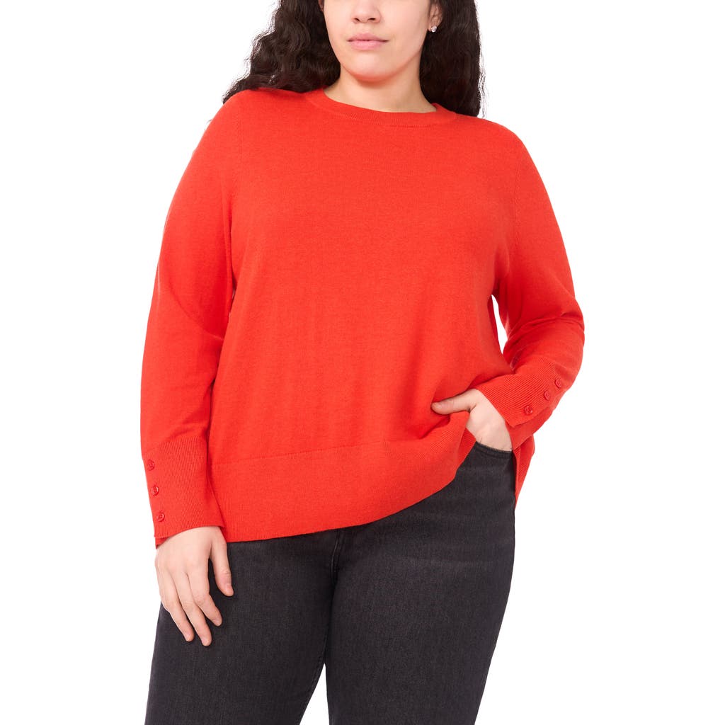 Halogenr Halogen(r) Button Cuff Cotton Blend Sweater In Orange