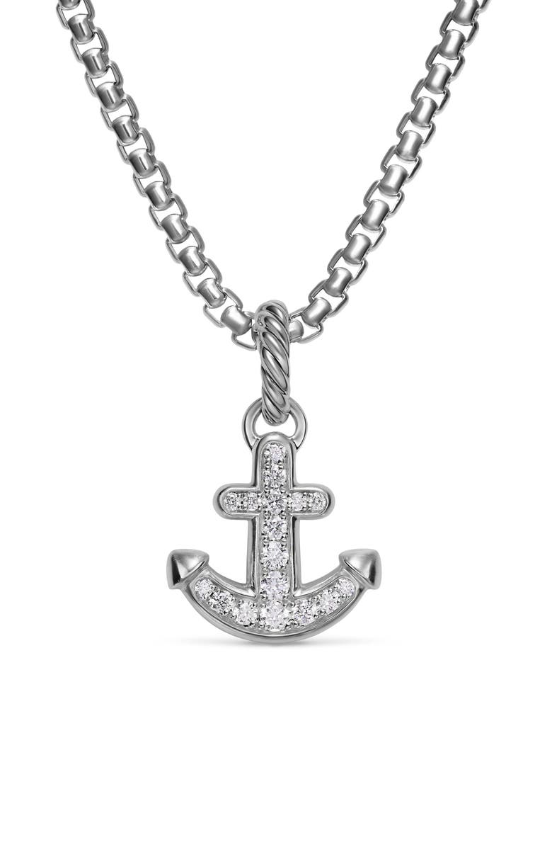 David Yurman Anchor Amulet in Sterling Silver with Diamonds, 14.2mm, Alternate, color, Silver Pave