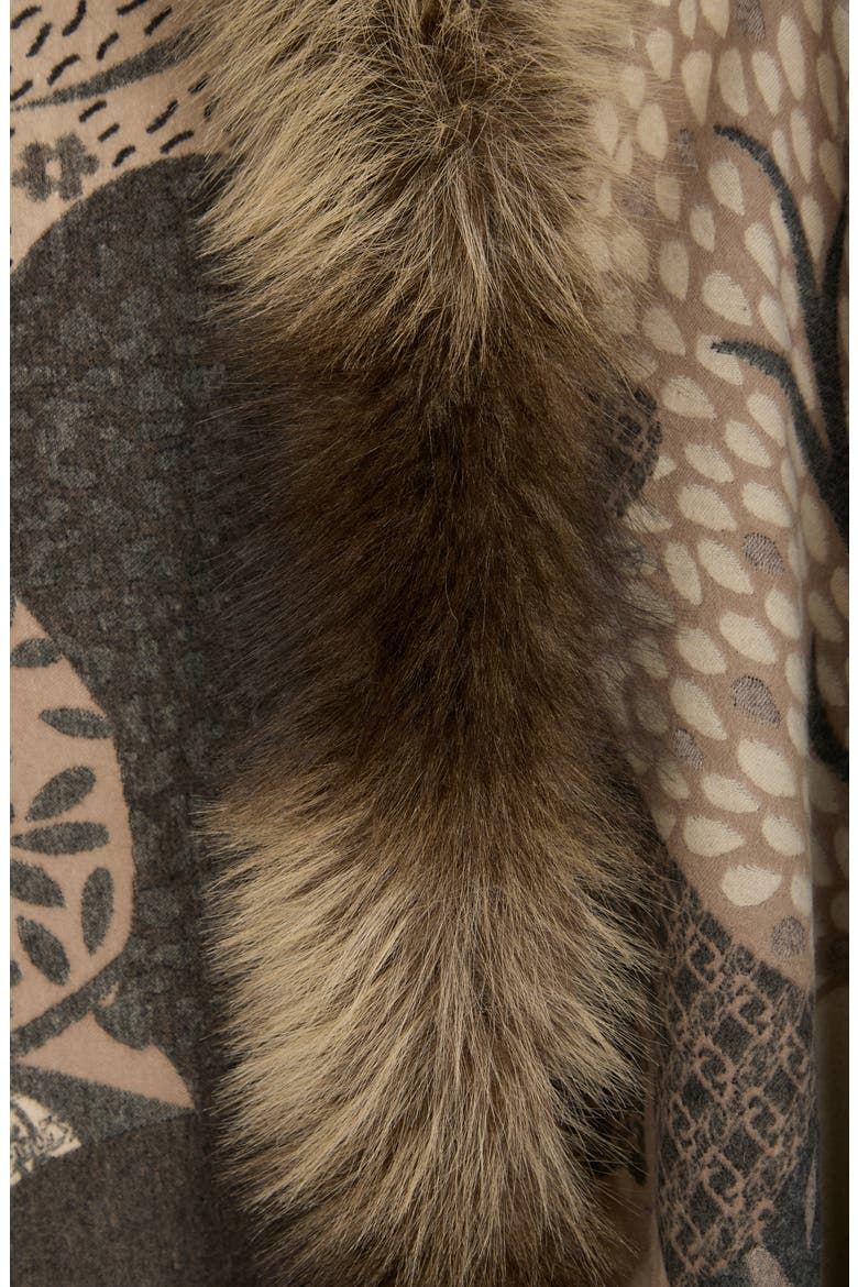 Faux Fur Trim Reversible Scarf, Alternate, color, BEIGE