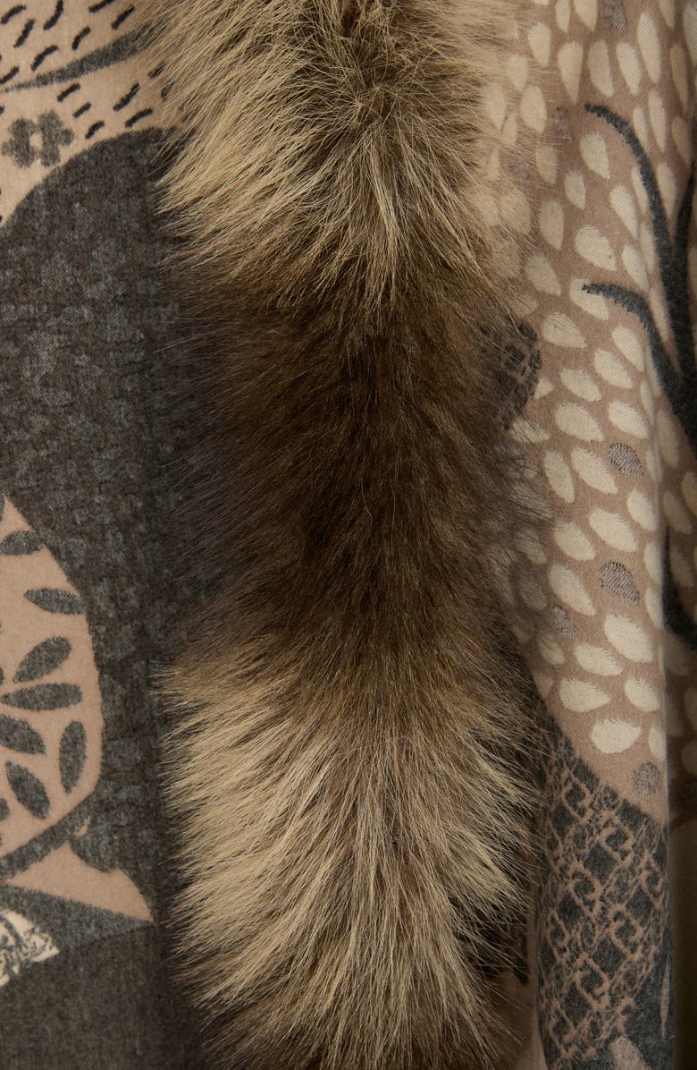 SAACHI Faux Fur Trim Reversible Scarf, Alternate, color, Beige