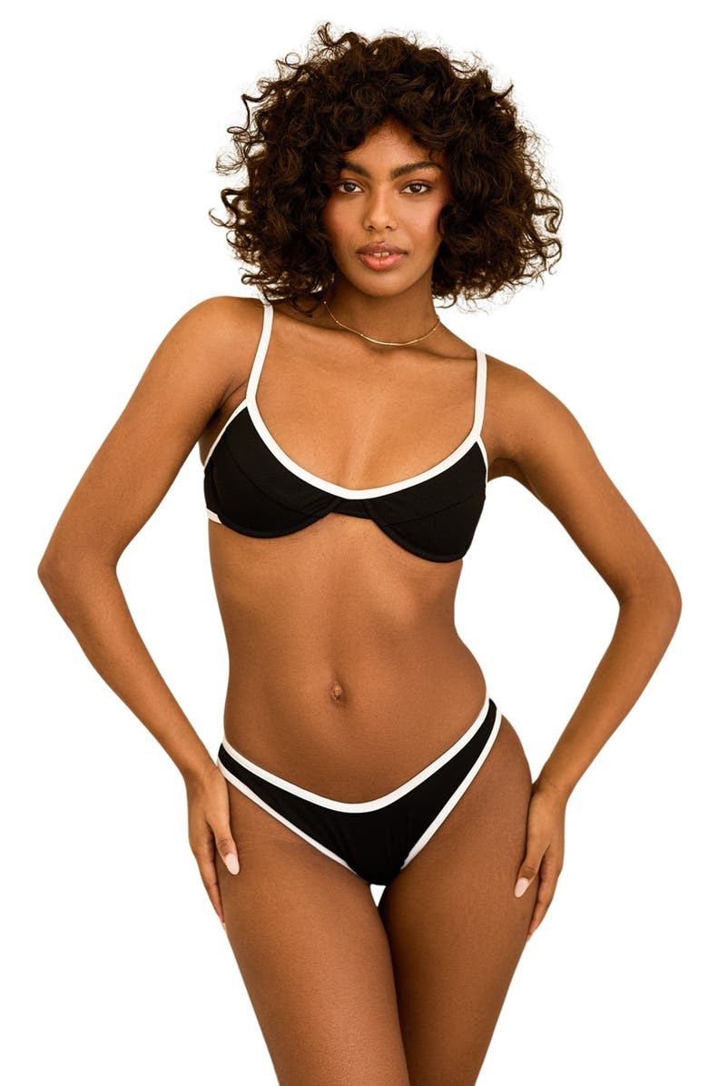 Dippin Daisys Venice Cheeky Bikini Bottom, Main, color, Black Rib