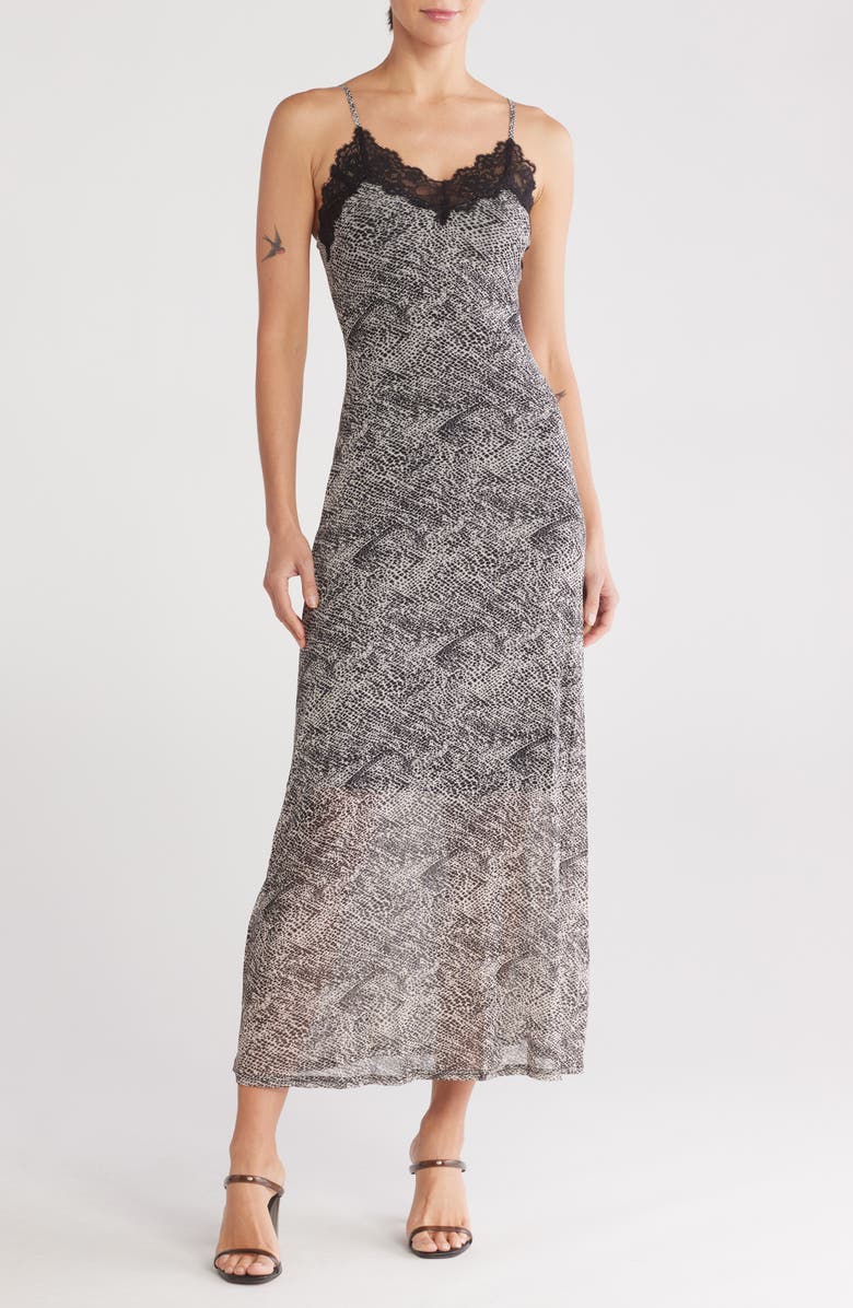 Lovestitch Lace Trim Maxi Dress, Main, color, Cream/ Black