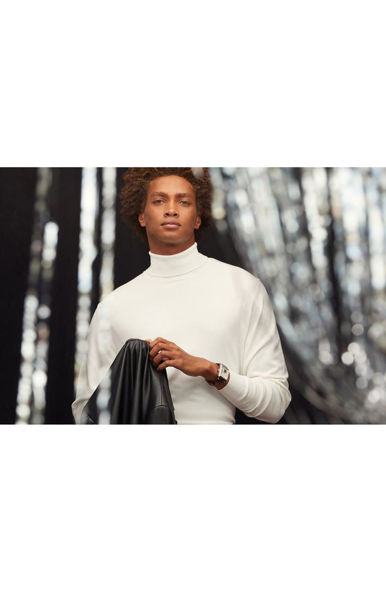 BULOVA Sutton Automatic Leather Strap Watch, 33mm, Alternate, color, Silver-Tone