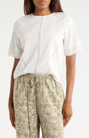 Melrose and Market Lace Detail Short Sleeve Top