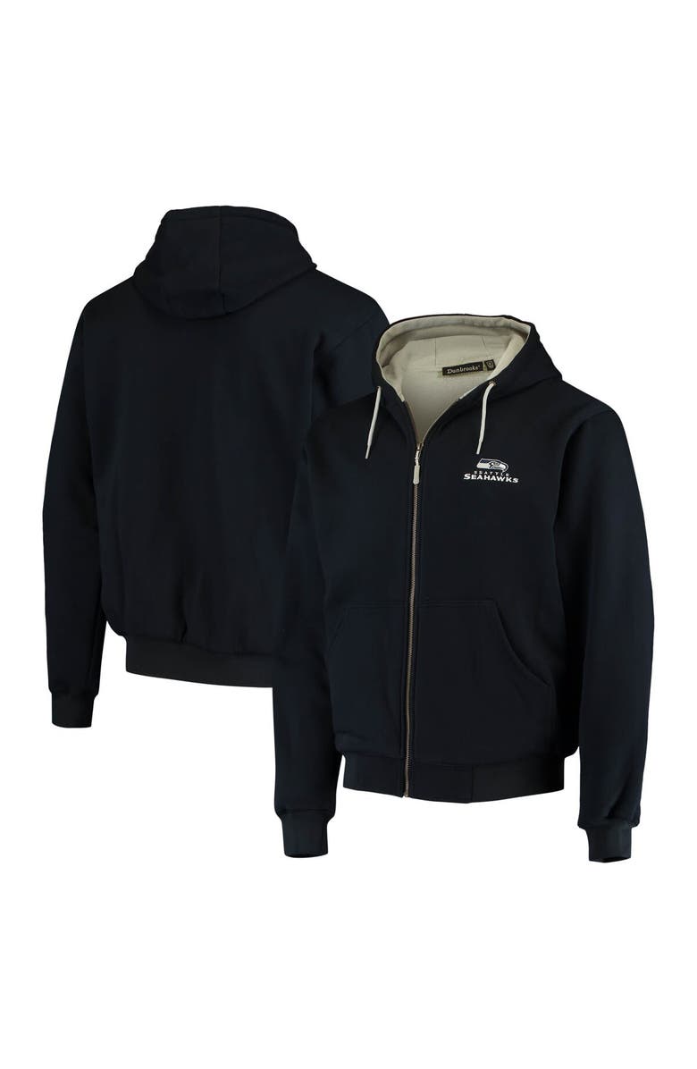 DUNBROOKE Men's Dunbrooke Navy Seattle Seahawks Craftsman Thermal-Lined Full-Zip Hoodie, Main, color, 
