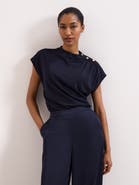 Phase Eight Paige Ruched Shoulder Hardware Ponte Top