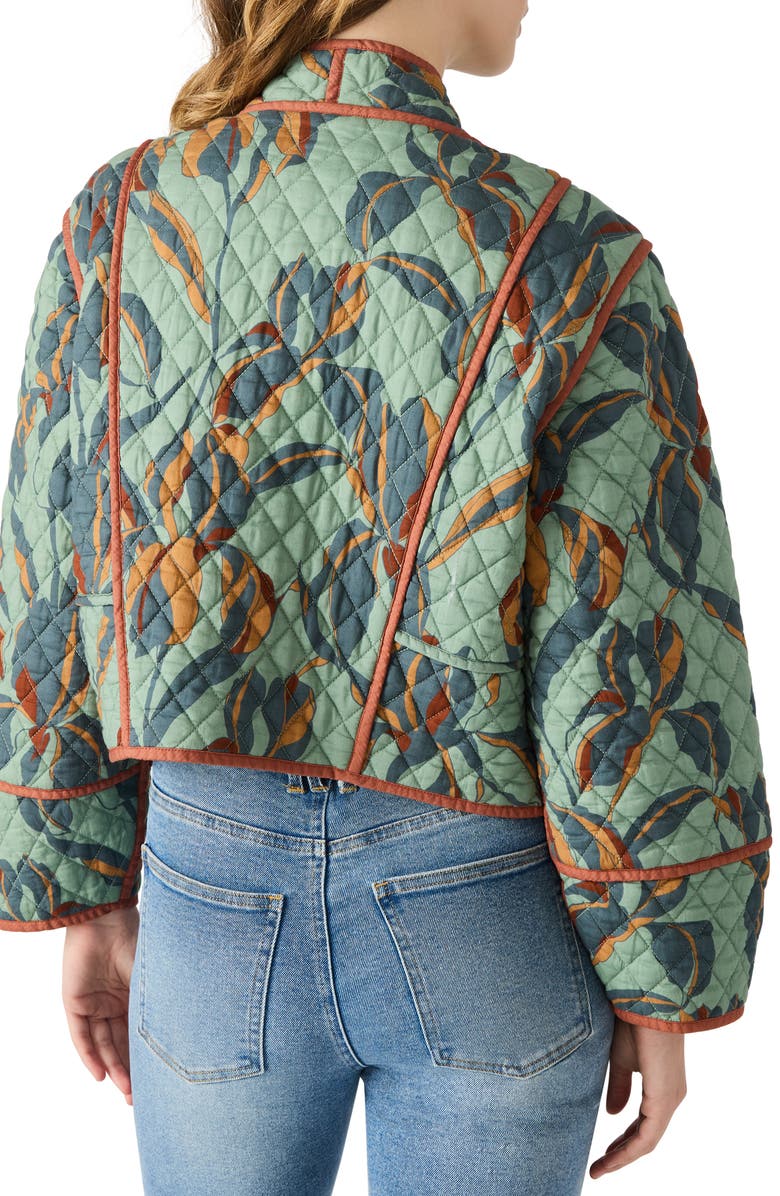 Steve Madden Adalynn Quilted Open Front Cotton Jacket, Alternate, color, Dark Sage