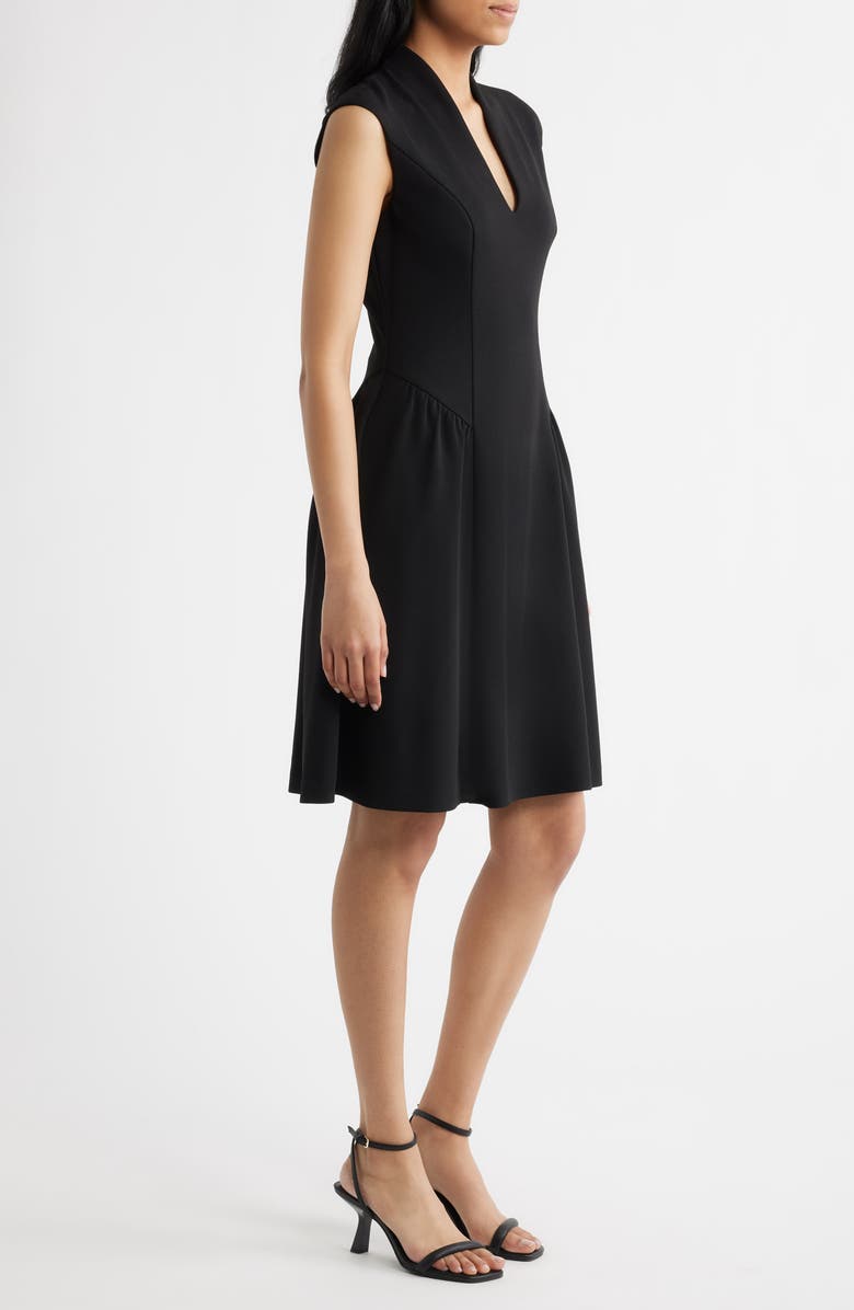 Vince Camuto Scuba Crepe V-Neck Fit & Flare Dress, Alternate, color, Black