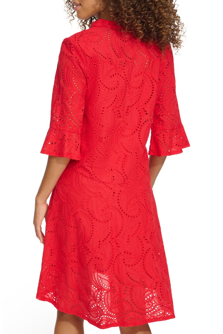 Embroidered Eyelet Tunic Dress, Alternate, color, POPPY