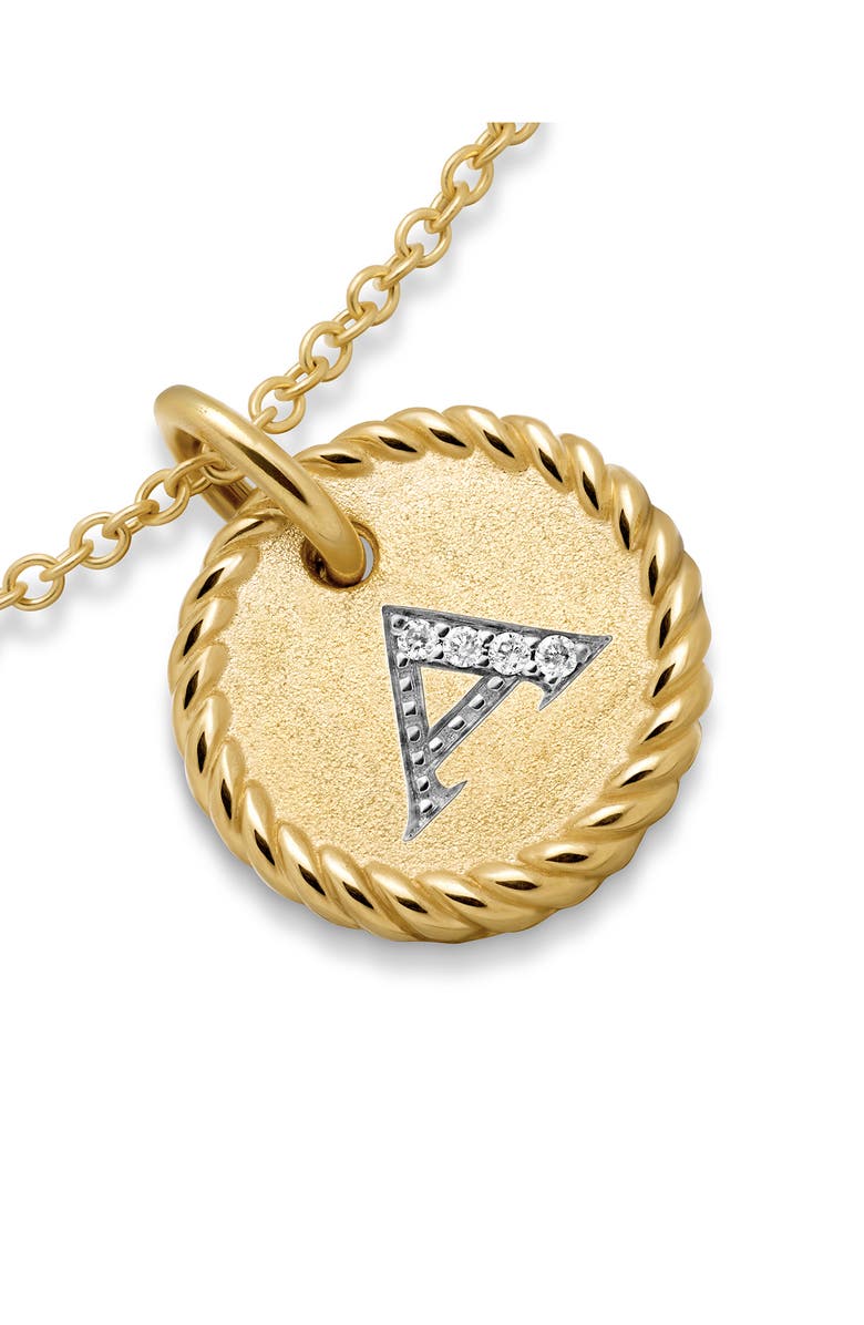 David Yurman Cable Collectibles Diamond Initial Pendant Necklace, Alternate, color, A
