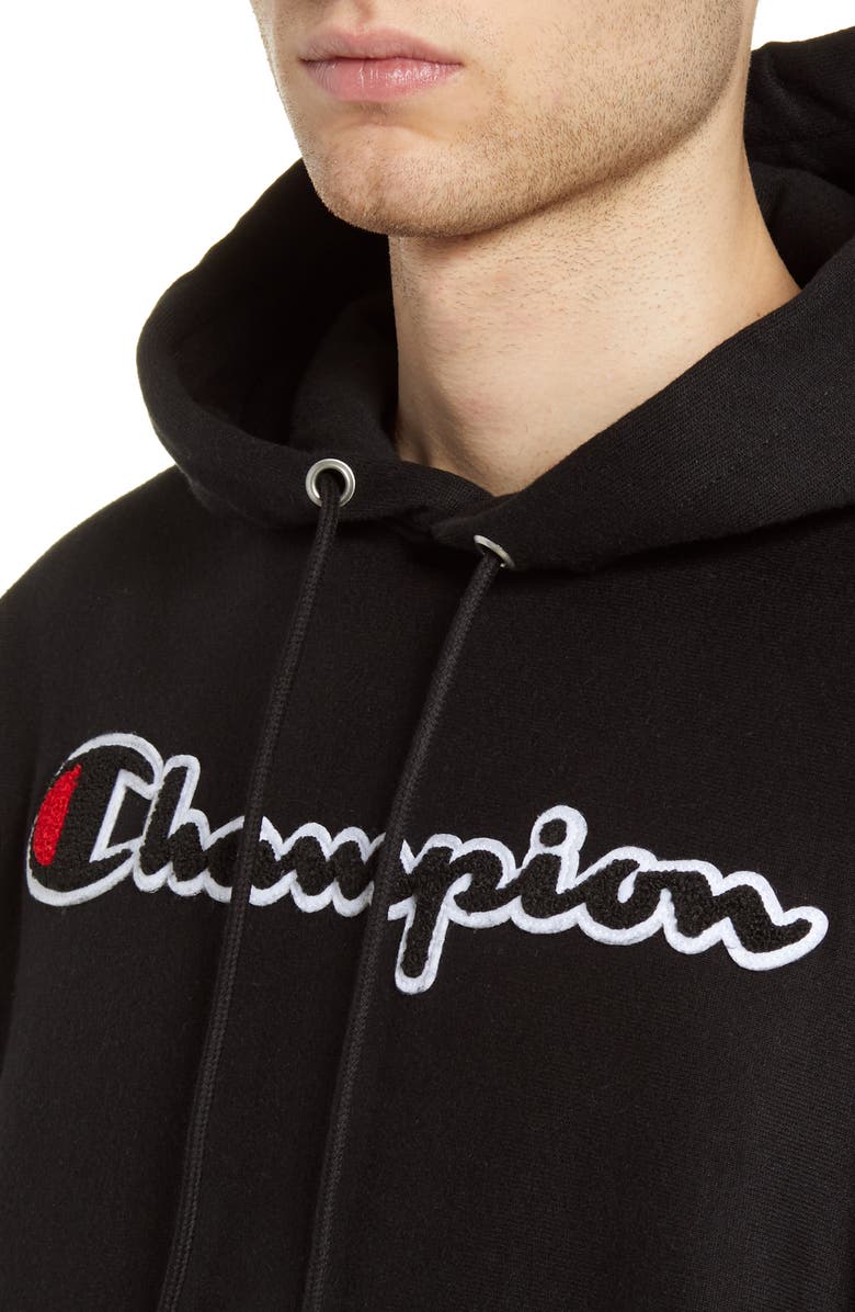 Champion Reverse Weave<sup>®</sup> Chenille Logo Hoodie, Alternate, color,