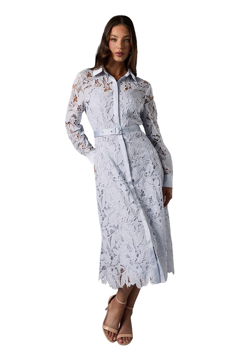 Coast Lace Long Sleeve Shirt Dress, Main, color, Light Blue