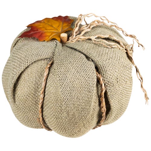 Northlight Burlap And Jute Fall Harvest Pumpkin Decoration In Green