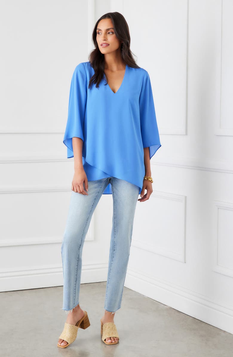 Karen Kane Layered Hem Top, Alternate, color, Dusty Blue