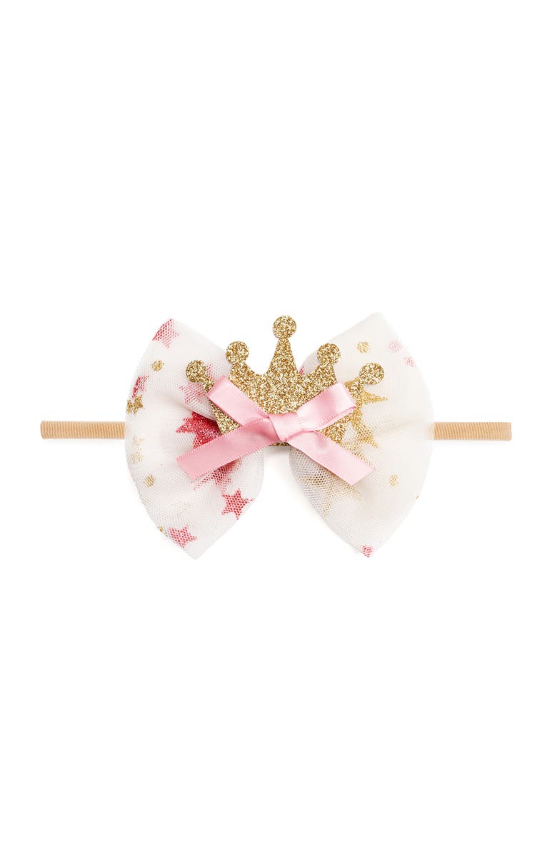 Sweet Wink Princess Crown Tulle Bow Baby Headband, Main, color, Multicolor