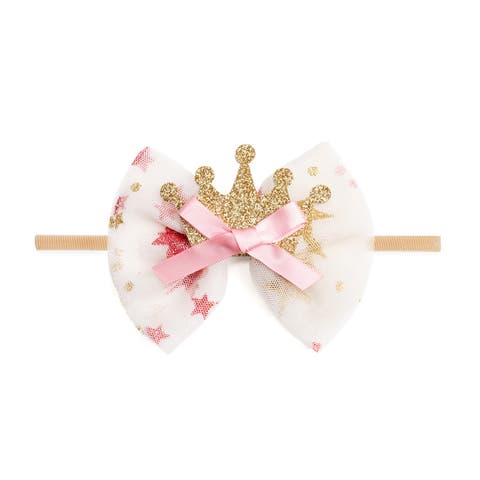 Princess Crown Tulle Bow Baby Headband (Baby)