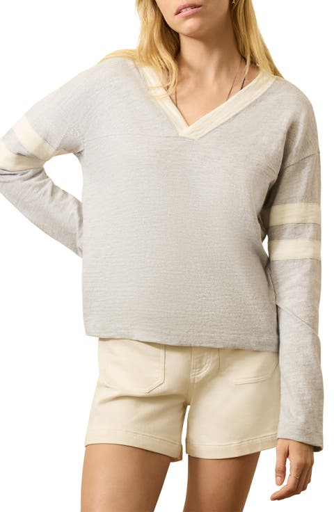Sunwashed Slub V-Neck Long Sleeve Organic Cotton Top