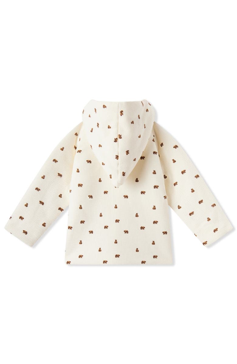 Milkbarn Reversible Waffle Knit Hooded Jacket, Alternate, color, Honey Bear