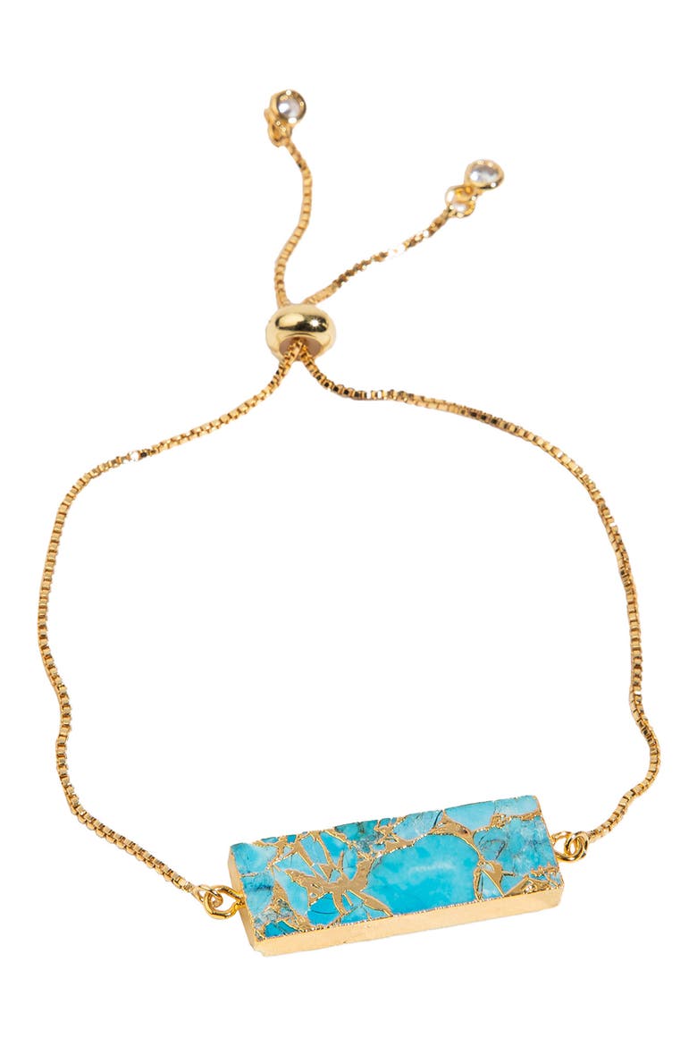 18K Gold Plated Mojave Turquoise Rectangle Slider Bracelet, Alternate, color, TURQUOISE