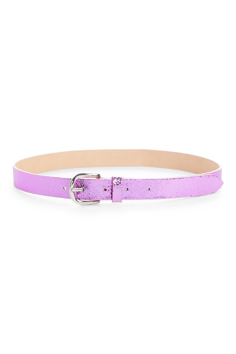 Zap Metallic Snake Embossed Leather Belt, Main, color, FUCHSIA
