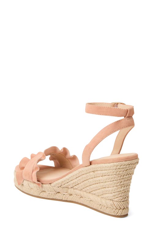Jack Rogers Rozette Ruffle Espadrille Ankle Strap Platform Wedge Sandal In Toast