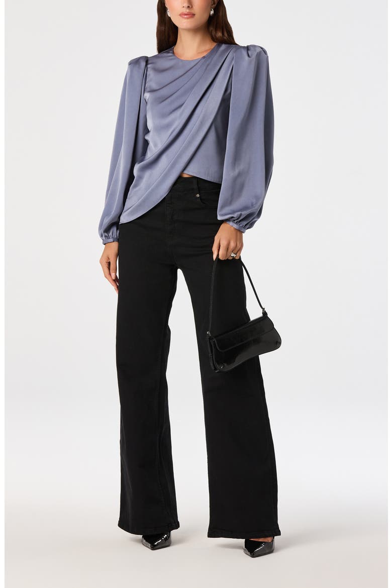 Beatrice Satin Drape Top, Alternate, color, SLATE BLUE