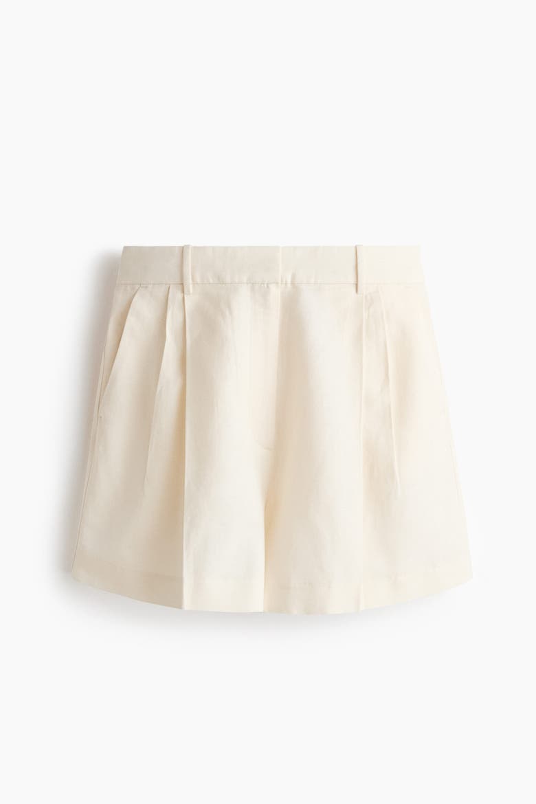 Tailored Linen-blend Shorts, Main, color, Ivory
