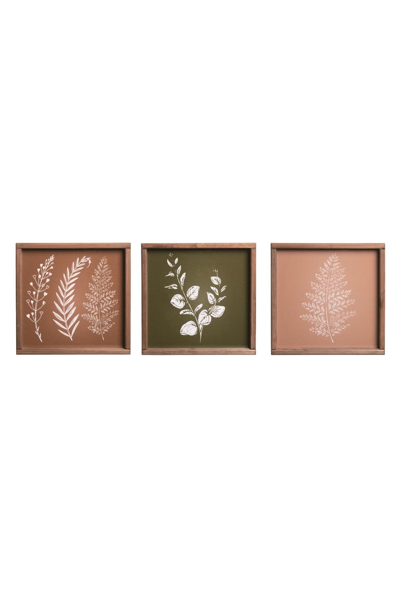 Wood 12.38 Inch Multicolor Spring Calming Block Decor Set of 3 Decorative Objects for Home Spring Decor, Main, color, Brown