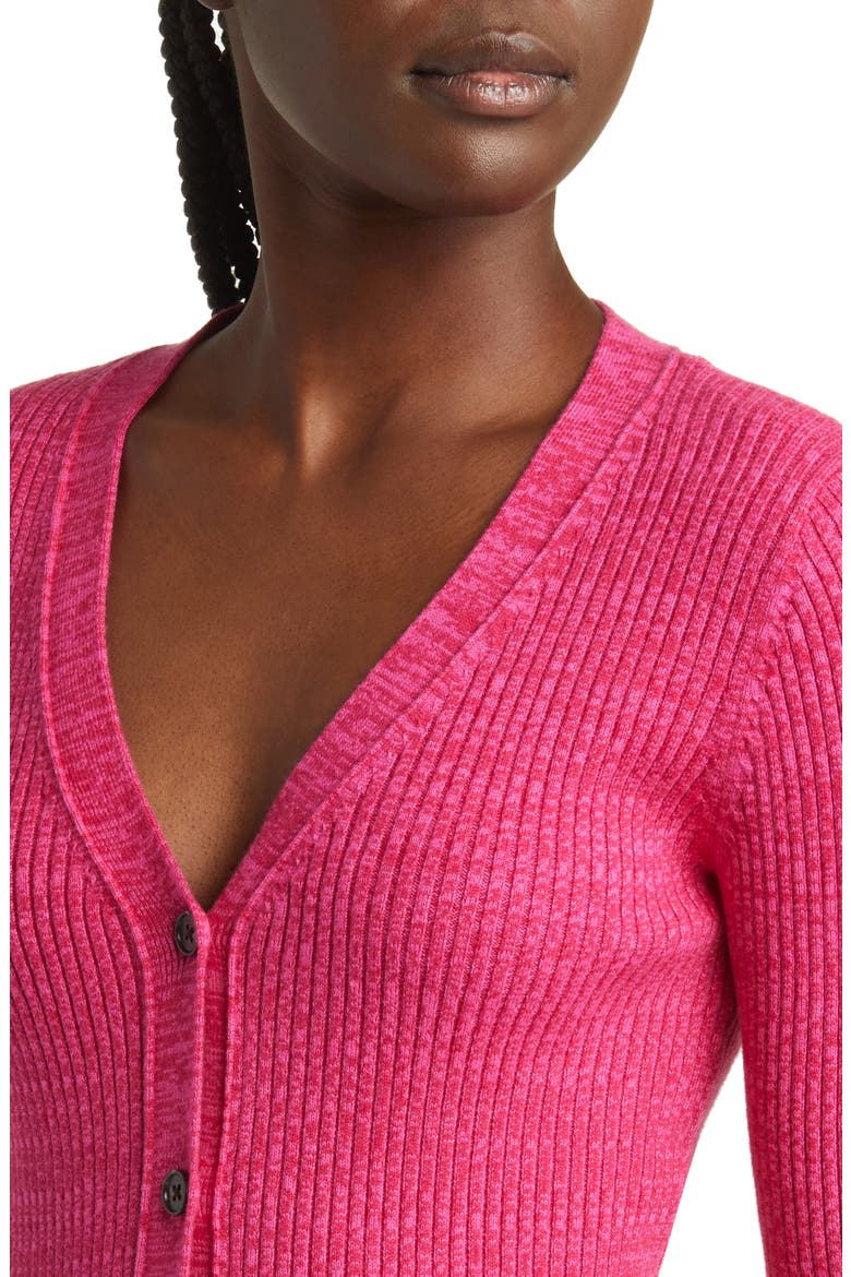 Beau Rib Cardigan, Alternate, color, HEATHER MAGENTA