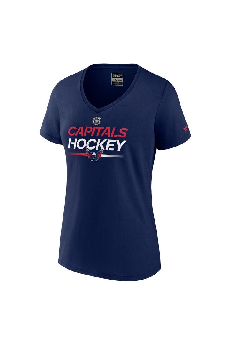 Women's Fanatics  Navy Washington Capitals Authentic Pro V-Neck T-Shirt, Alternate, color, Navy