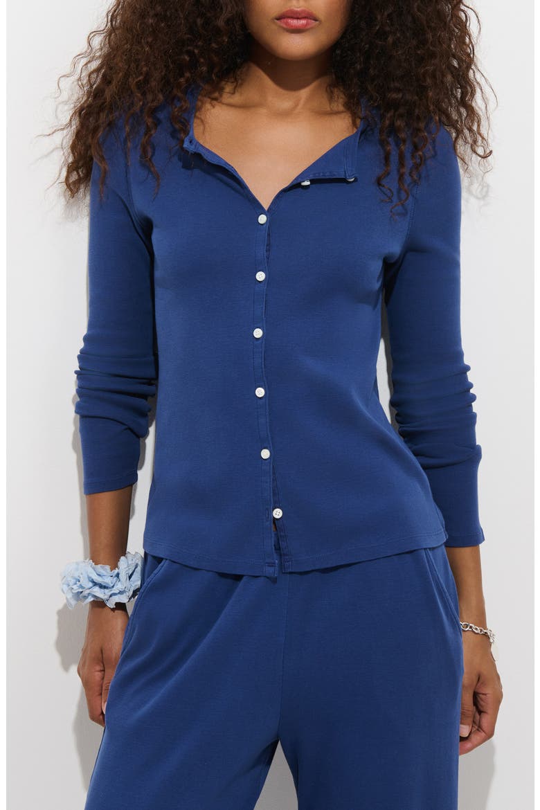 Frankie Cotton Rib Cardigan, Main, color, THE BLUES