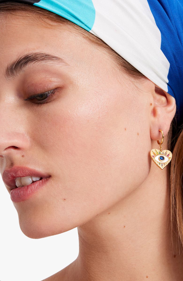 Kate Spade New York all seeing drop huggie hoop earrings, Alternate, color,