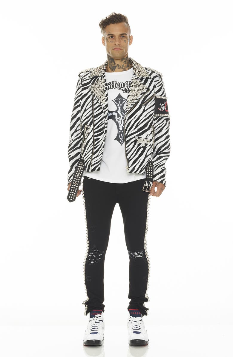 Cult of Individuality Punk Studded Super Skinny Jeans, Alternate, color,