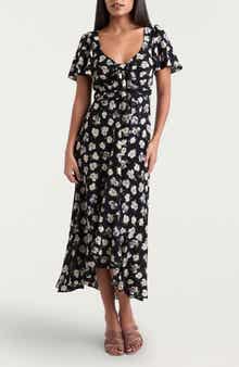 Cinq à Sept Isha Tossed Poppies Floral Print Midi Dress