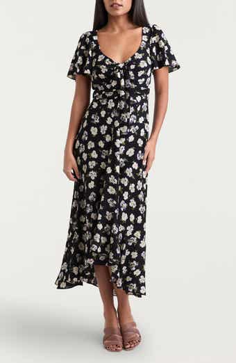 Cinq à Sept Isha Tossed Poppies Floral Print Midi Dress