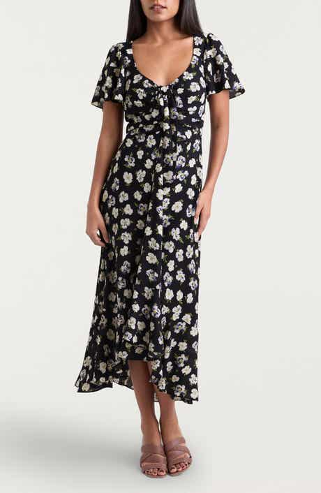 Cinq à Sept Isha Tossed Poppies Floral Print Midi Dress