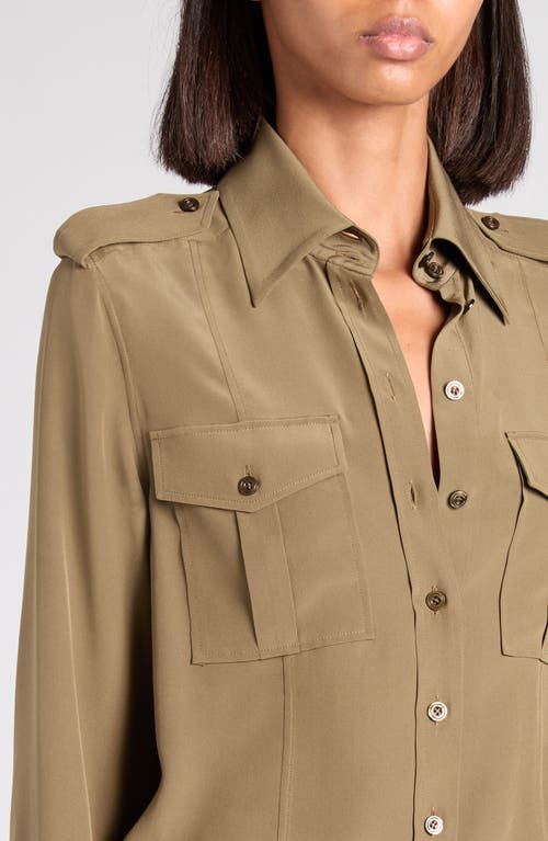 Tom Ford Silk Crêpe De Chine Military Shirt In Green
