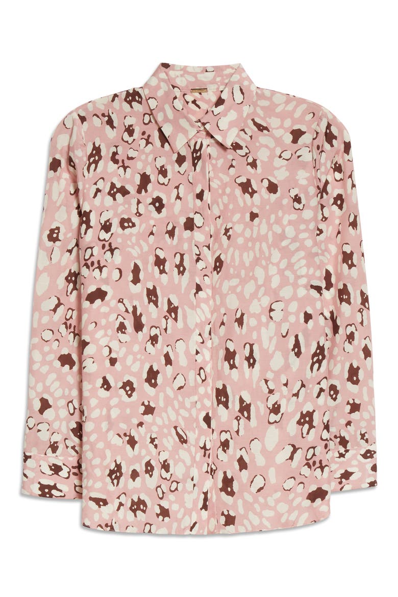 Leopard Print High/Low Shirt, Alternate, color, PINK LEOPARD