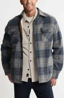JACHS Plaid Shirt Jacket with Faux Fur Lining